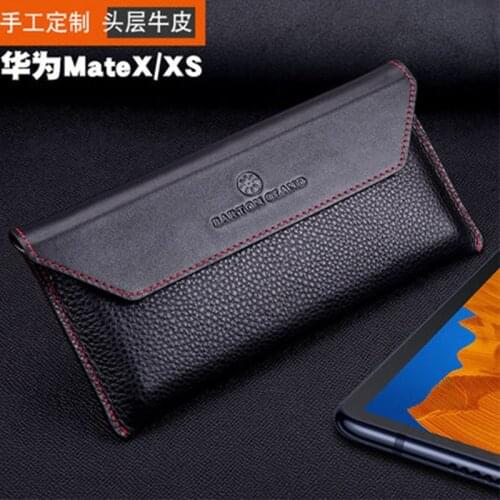 Fashion Handmade Phone Case Genuine Leather Flip Bag Cover forHuawei Mate X Magnetic Protective Skin forHuawei Mate XS MateXS