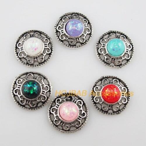 18 New AB Shivering Resin Connectors Flower Mixed Charms Tibetan Silver 18mm