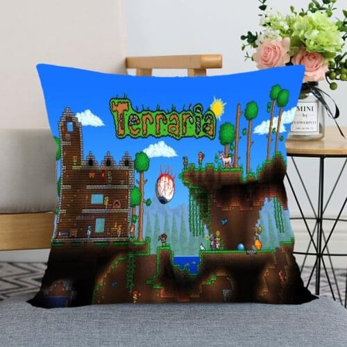 New Nice Terraria Anime Pillow Cover Bedroom Home Office Decorative Pillowcase Square Zipper Pillow case Satin Soft Cover