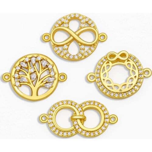 OCESRIO DIY Pendant CZ Copper Life Tree Buckle Charms Decoration For Hand Made Chains Bracelet Jewelry Making Supplies chma016