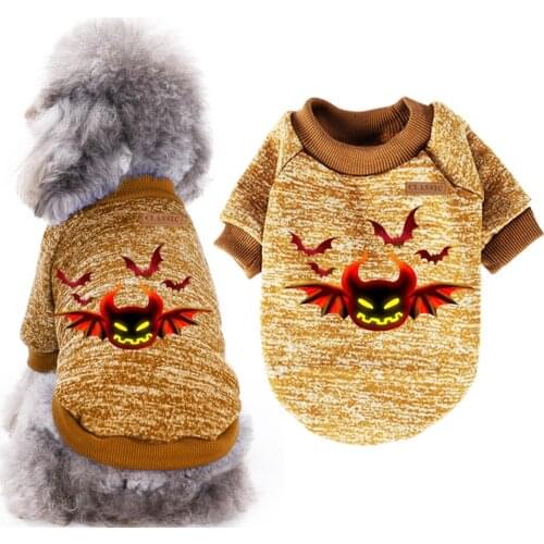 Dog Clothes Sweater Dog Hoodies Halloween Theme Pattern Dog T-shirt Teddy Chihuahua Pullover Sweatshirt Holiday Party Costumes