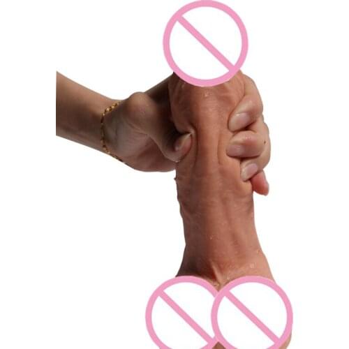 22*4.5CM Huge Silicone Dildo Skin Realistic Soft Penis Big Dildo Dual-layered Liquid Silicone Suction Cup Dick Sex Toy for Woman