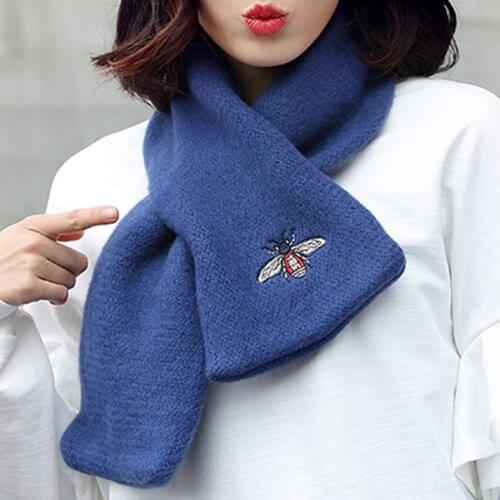 Autumn Winter Ladies Warm Thick Solid Color Muffler Neckerchief Long Narrow Patchwork Knitted Women Scarf New Year Gift