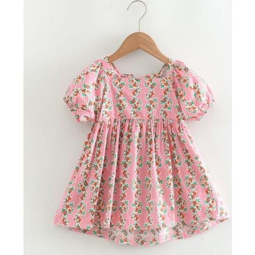 Girl Dress 2021 New Summer Fashion Sweet Princess Party Flower Low-collar Princess Dress Baby Kids Clothes Childrens Clothing