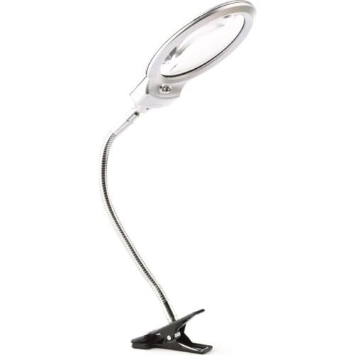 Worldwide Store LED-illuminated Clip-on Desk Metal Hose Magnifier Magnifying Glass Loupe