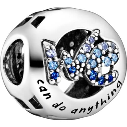 Authentic 925 Sterling Silver Bead We Can Do Anything Charm Fit Fashion Women Pan Bracelet Bangle Gift DIY Jewelry