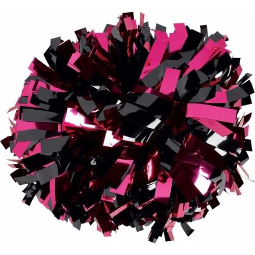 Pom poms 3/4"x 6" cheerleader poms metallic hot pink /metallic black custom made wholesale