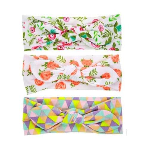 2016 New 10pcs/lot Cute kids Headband Fashion Bunny Ear Girl Bow Elastic Knot Headbands Flower Bowknot turban Hair Accessories