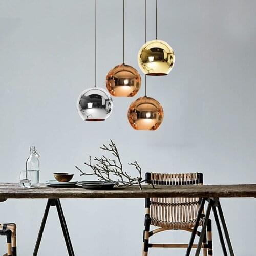 Simple modern round personality space glass electroplating ball chandelier lamp restaurant bar shopping mall bar lights