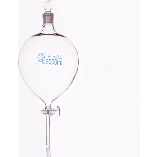 Separatory funnel globe shape,with ground-in glass stopper and stopcock 3000ml,Thick separatory funnel,Glass switch valve
