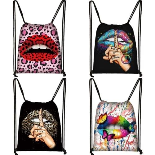 Beautiful Rainbow Butterfly Lip Print Backpack Women Rucksack Leopard Ladies Storage Bags for Travel Girls Book Bag Shoes Holder