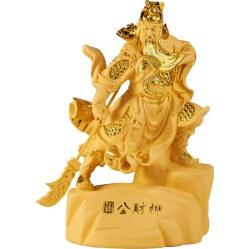 Wu Guan Gong Buddha Statue Decoration Gold Colour Guan Er Ye Guan Yu Home Office Living Room Resin Crafts Statues Sculptures