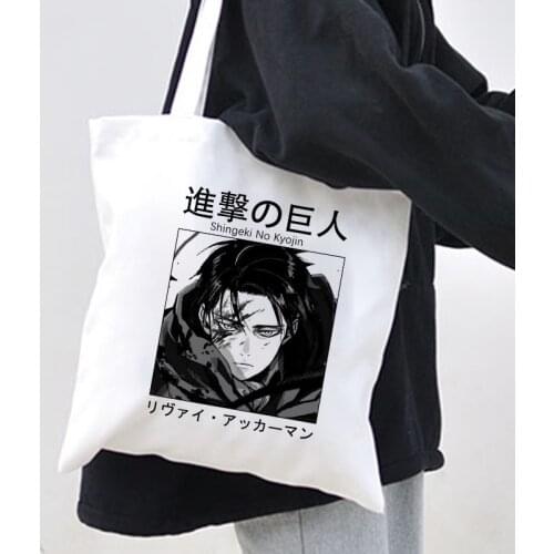 Shopper Bag Attack On Titan Shopping Bag Grocery Bolso Tote Bag Canvas Bag Woven Shoulder Bag Female Ulzzang Eco Large-Capacity