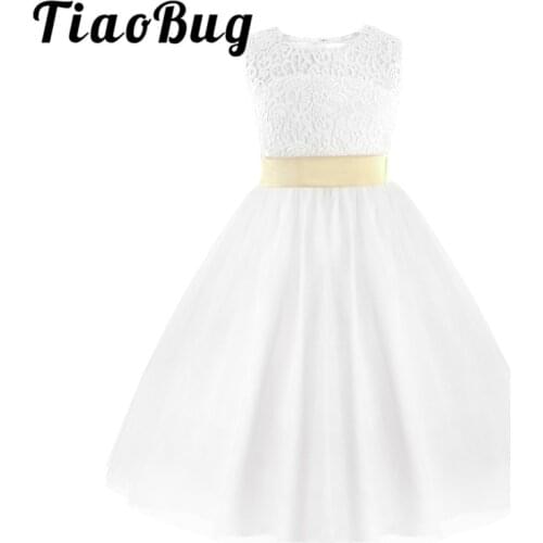 TiaoBug Teenage Kids Princess Flower Girls Dress Kids Pageant Wedding Bridal Birthday Party First Communion Prom Formal Dress