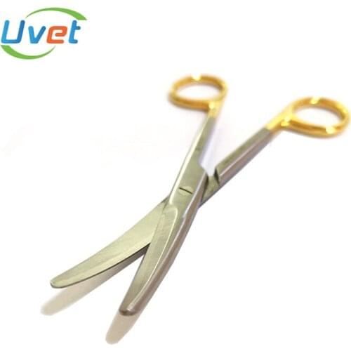 Uvet 10pcs Surgical scissors stainless steel round head golden handle 14.2cm medical nurse surgical scissors