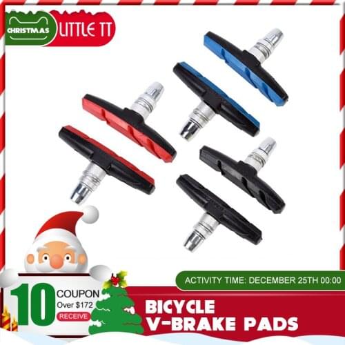 2PCS Bicycle mountain brake V-brake pads with mud trough silent bicycle brake pads Rubber Blocks Durable Ebike Accessories