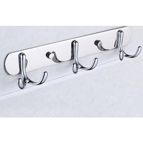Two Hooks Silver Metal Wall Mounted Hanger Clothes Robe Towel Rack Holder Bathroom Door Bedroom Organizer