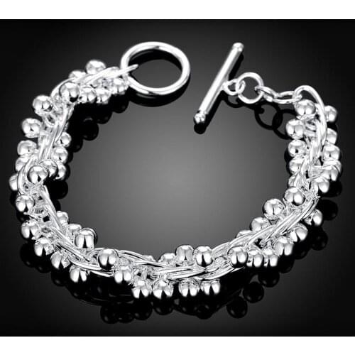 High quality popular 925 sterling silver Bracelets Solid beads heavy Chain for Women Wedding party Fashion Jewelry Holiday gifts