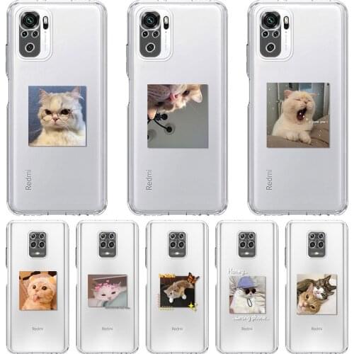 Funny Animal Cat Clear Phone Case for Redmi Note 9S 9 8 10 5G K30 Pro 7 9C 8T 9A 7A 8A 6A K40 9T Transparent Cover Coque