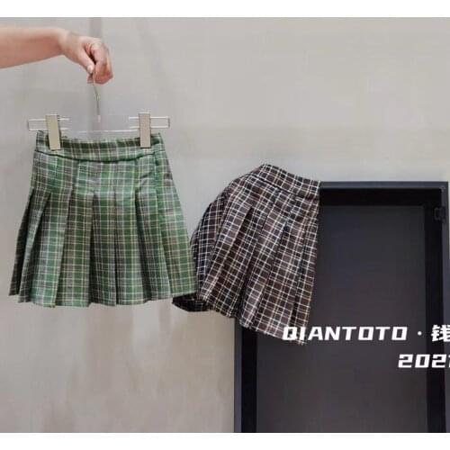 2021 Korea style girls plaid skirt autumn cotton fashion girls skirts kids clothes 4-10 years d