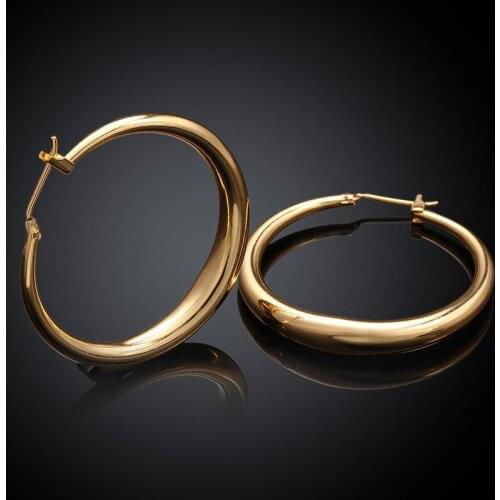 Trendy Punk Style Earrings For Women Rose Gold Plating Big Round Hoop Earring Ear Rings Fashion Hyperbole Jewelry Gift