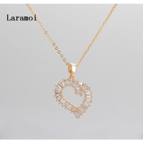 Laramoi Women Necklace Crystal Heart Pendant Necklace Gold Cubic Zircon Choker Luxury Gifts Wedding Party Trendy Jewelry