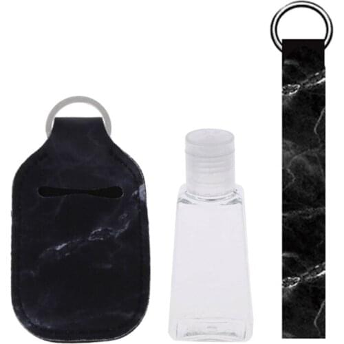 1 Set Portable 1 oz Refillable Empty Travel Bottles with Keychain Holder Set Wristlet Keychain Bottle Container with Flip Caps