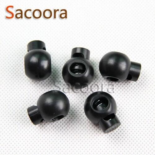1000pcs/pack Cord Lock Round Ball Toggle Stopper Plastic Toggle Clip Black Widely For Bag Backpack/Clothing Free Shipping