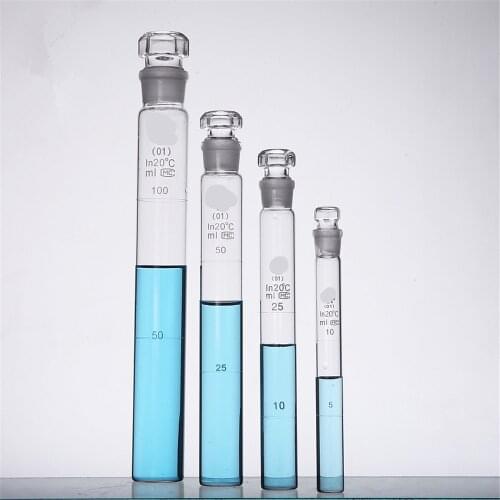 1pcs 10ml,25ml,50ml 100ml glass color comparison tubes colorimetric cylinder Nessler glasses tube with stopper