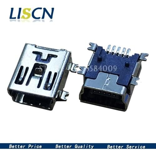 20PCS/LOT Mini USB 5pin Female Socket Connector 4 foot for Tail Charging Mobile Phone