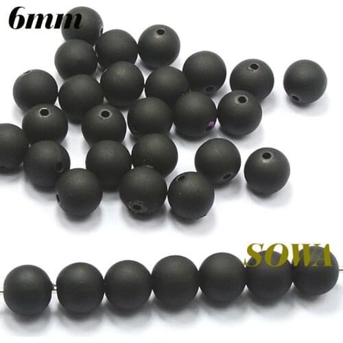 2014 New Design Free Shipping 1000pcs/lot Size 6mm Black Color Double Holes Matte Fluorescent Neon Acrylic Round Beads