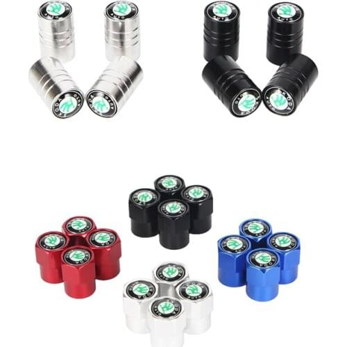 4pcs Car Tire Wheel Valve Stem Caps for Skoda Octavia 2 3 A7 Rapid Kodiaq Fabia Superb Kamiq Car-styling Auto Accessories