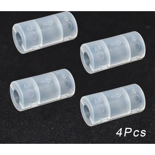 4PCS Transparent AA to C Battery Adaptor Holder Case Converter Switcher 5*2.6cm LR06 AA to C LR14 Size Battery Storage Box