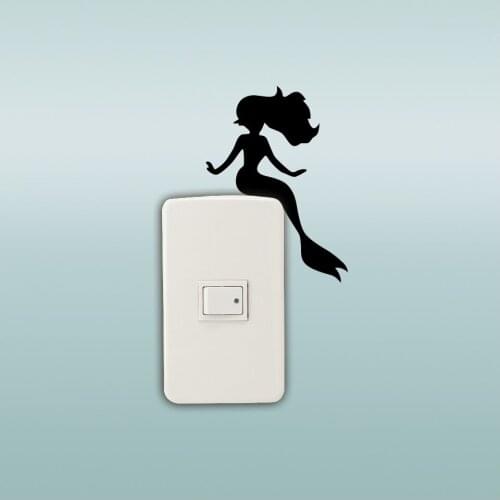 8.2*11.4cm Mermaid Silhouette Light Sticker Cartoon Vinyl Stickers for Kids Room Home Decor