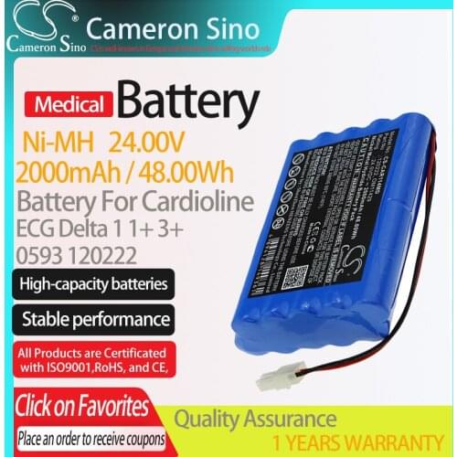CameronSino Battery for Cardioline ECG Delta 1 1+ 3+ Delta 1 Plus fits 0593 120222 1220211-01 Medical Replacement battery 24.00V