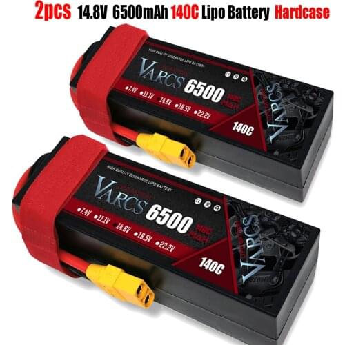 2PCS VARCS Lipo Batteries 4S 14.8V 6500mAh 140C/280C HardCase for RC 1/8 /10 Car Off-Road Buggy Truck Boats Drone salash Parts