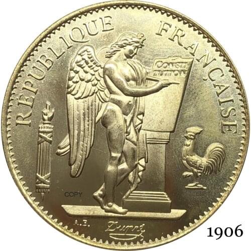 France Third Republic Francaise 1906 A 100 Francs Liberte EGALITE FRATERNITE Gold Coins Brass Metal Copy Coin