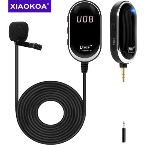 Wireless Lavalier Microphone System Wireless Lapel Mic Micro Rechargeable Wireless Transmitter Receiver for iPhone iPad Smartpho