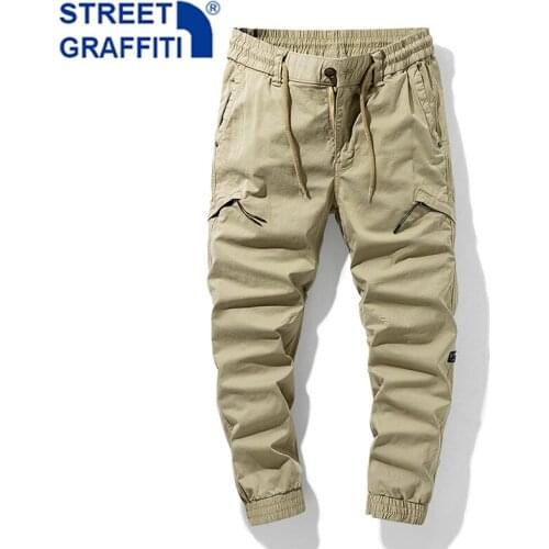 New Men Tactical Cargo Pants Mens Cotton Multiple Pocket Joggers Hip Hop pants Men street fashion Tie feet Breathable Trousers