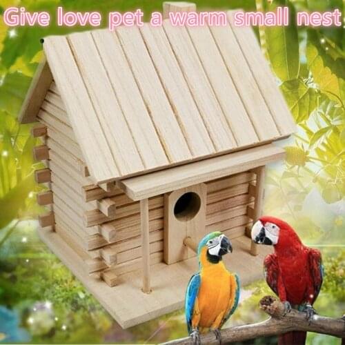 2019 NEW Wood Birds Nest Box New Breeding Parrot Swallows Nest Outdoors Roof Wooden Bird House Hanging Decoration