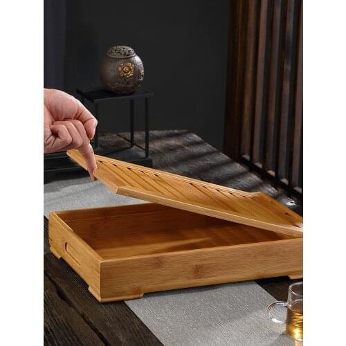 Solid Wood Japanese Tea Tray Modern Small Bamboo Drain Ceremony Table Tea Trays Decorative Storage Vassoio Legno Home Decor ZP50
