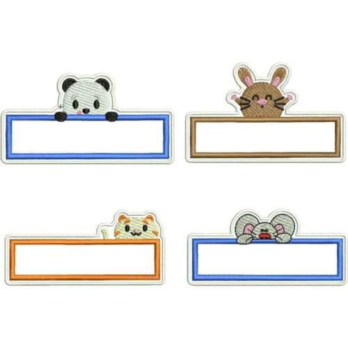 Customized cute animal kindergarten baby name patch childrens embroidery name stickers to cloth hat sewing names