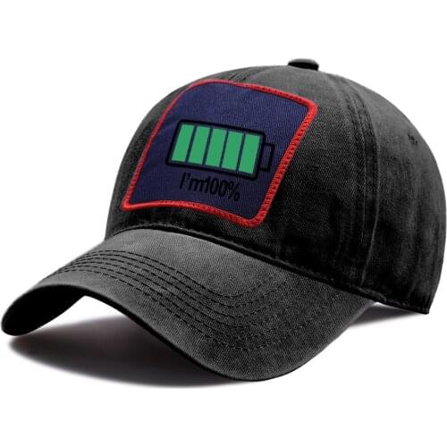 I'm 100% Battery Harajuku Printing Sport Hats Casual Unisex Snapback Caps Adjustable Funny Baseball Cap Outdoor Hip Hop Sun Hat