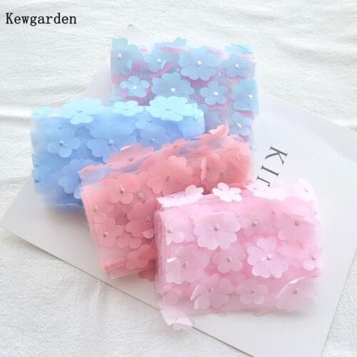 Kewgarden Wholesale 3D Flowers Voile Ribbon Handmade Tape DIY Bow Hair Accessories Riband 14.7cm * 5 Meters