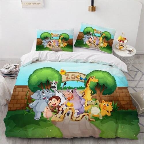 Classic 3D Bedding Set Duvet Cover Set Comforter Queen King Queen Double Single Size Green Cartoon Design Custom Bedclothes