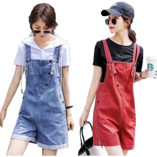 Womens New Jeans Summer Denim Jumpsuit Loose Suspenders Trousers Cowboy Overalls Tirantes Fashion Shorts Casual Wide Leg Pants