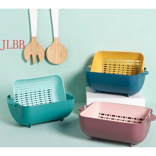 Creative kitchen Square Double Rotating Vegetable Sink Drain Vegetable Basket Fruit Basket Vegetable Basket Fruit Basin