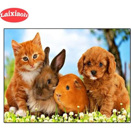 Laixiaoli 5D Diamond Painting Full Square Dogs Diamond Art Cross Stitch Mosaic Animals Rhinestones cat Pictures Home Decoration