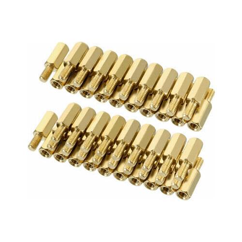 100pcs M3 10+6mm Female Male Thread Brass Hex Standoff Spacer Screws PCB Pillar