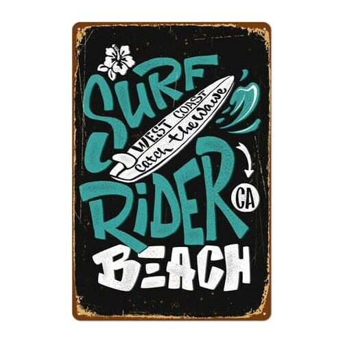 Metal Tin Sign surf rider beach Bar Pub Home Vintage Retro Poster
